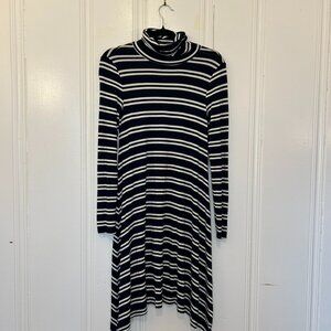 Anthropologie/ Maeve striped, turtleneck, long sleeve dress
